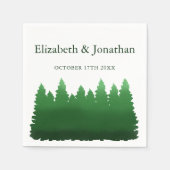 ウオーターカラーウッドランド結婚パインズ スタンダードカクテルナプキン (正面)