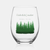 ウオーターカラーウッドランド結婚パインズ ステムなしワイングラス (正面)