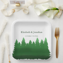 ウオーターカラーウッドランド結婚パインズ ペーパープレート