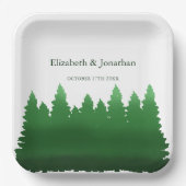 ウオーターカラーウッドランド結婚パインズ ペーパープレート (正面)