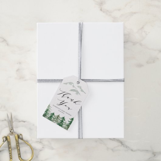 ウオーターカラーウッドランド赤ちゃんシャワー ギフトタグ (より糸付き)