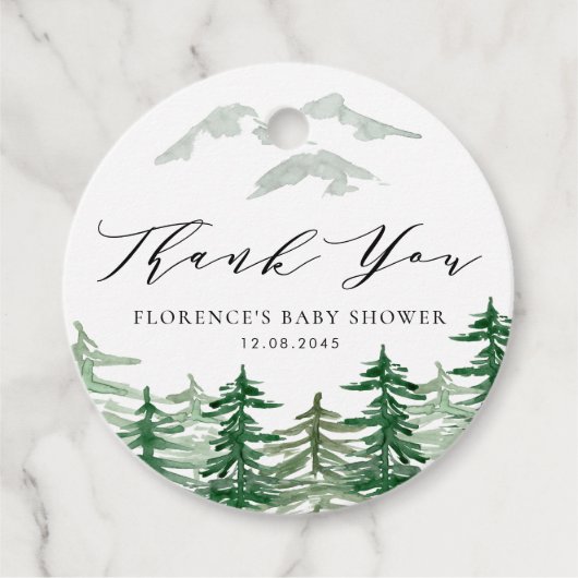 ウオーターカラーウッドランド赤ちゃんシャワー フェイバータグ (正面)