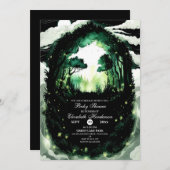 ウオーターカラーウッドランド赤ちゃんシャワー 招待状 (正面/裏面)