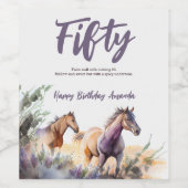 ウオーターカラーウマパープルセージ50番誕生日 ワインラベル (シングルラベル)