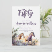 ウオーターカラーウマパープルセージ50番誕生日 招待状 (スタンド正面)