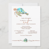 ウオーターカラーウミガメ&モンステラ結婚リーフ 招待状 (正面)