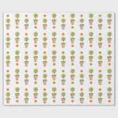 ウオーターカラーオレンジの木の柑橘類トピアリー ラッピングペーパー (フラット)