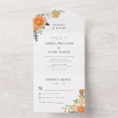 ウオーターカラーオレンジシトラスフローラ結婚ブロッサム オールインワン招待状 (内側)