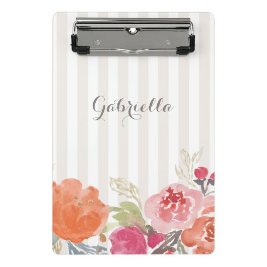 ウオーターカラーオレンジピオンリーピンスリパーソナライズされたペス ミニクリップボード (正面)