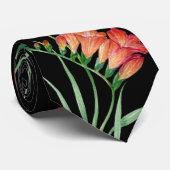 ウオーターカラーオレンジフラワーズボタニカルイラストレーション ネクタイ (ロール)
