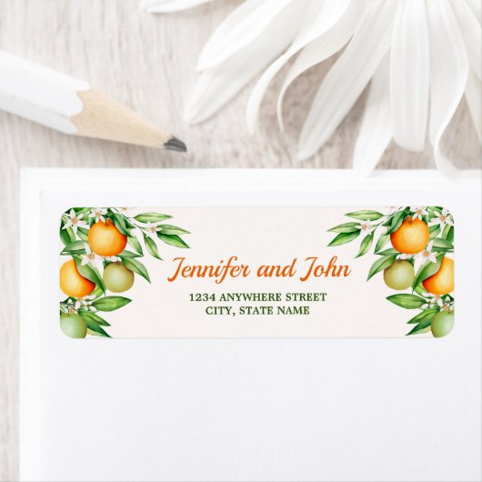ウオーターカラーオレンジフルーツ結婚ズ差出人住所 ラベル (インサイチュ)