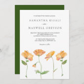 ウオーターカラーオレンジポピー結婚ズ 招待状 (正面/裏面)