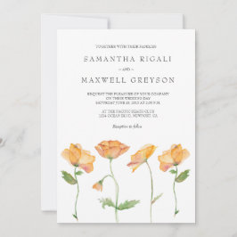 ウオーターカラーオレンジポピー結婚ズ 招待状