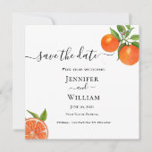 ウオーターカラーオレンジ結婚柑橘類の発表 案内状 (正面)