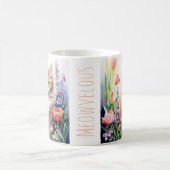 ウオーターカラーオレンジ虎猫キティ猫インフラワーガーデン コーヒーマグカップ (中央)