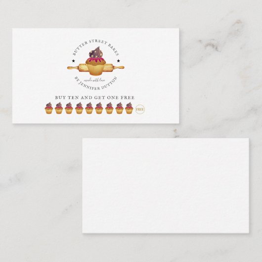 ウオーターカラーカップケ転がーキズピンベイカーロイヤリティカード ロイヤリティカード (正面/裏面)