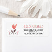 ウオーターカラーコーラルチューリップフラワー差出人住所ラベル ラベル (インサイチュ)