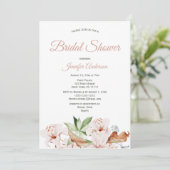 ウオーターカラーコーラル赤面ピンクフローラブライダルシャワー 招待状 (スタンド正面)