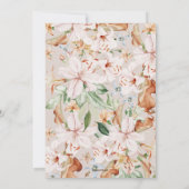 ウオーターカラーコーラル赤面ピンクフローラブライダルシャワー 招待状 (裏面)