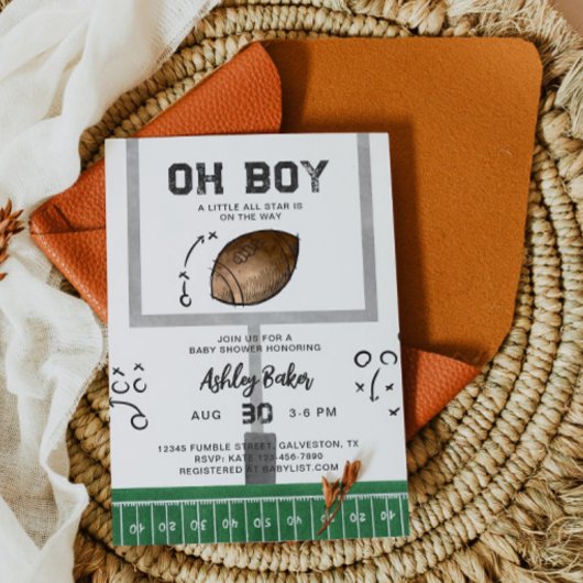 ウオーターカラーサッカーベビーシャワー招待状 招待状