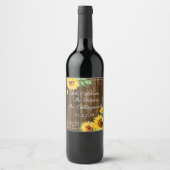 ウオーターカラーサンフラワーオンウッドルックワきらめくイン ワインラベル (正面)