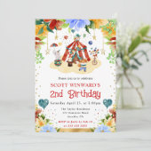 ウオーターカラーサーカスアニマルズ子供の誕生日 招待状 (スタンド正面)