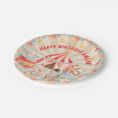 ウオーターカラーサーカスアニマルズ誕生日 ペーパープレート (アングル)