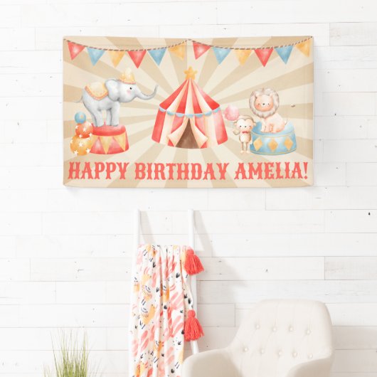 ウオーターカラーサーカスアニマルズ誕生日 横断幕 (インサイチュ)