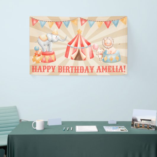ウオーターカラーサーカスアニマルズ誕生日 横断幕 (トレードショー)