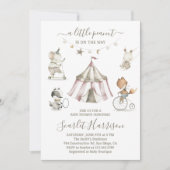 ウオーターカラーサーカス動物ベビーシャワー招待状 招待状 (正面)