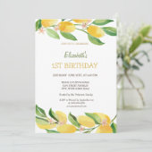 ウオーターカラーシトラスレモン花誕生日 招待状 (スタンド正面)