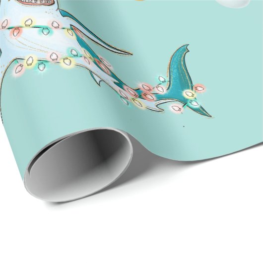ウオーターカラーシャークリーフクリスマスシーライフドルフィン ラッピングペーパー (ロールコーナー)