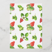 ウオーターカラーストロベリーボタニカルブライダルシャワー 箔招待状 (裏面)