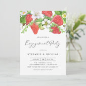 ウオーターカラーストロベリーボタニカル婚約パーティ 招待状 (スタンド正面)