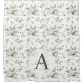 ウオーターカラースノーベリーホワイトシダーブランチクリスマス シャワーカーテン (正面)