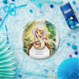 ウオーターカラースリザースネーク誕生日 ペーパープレート