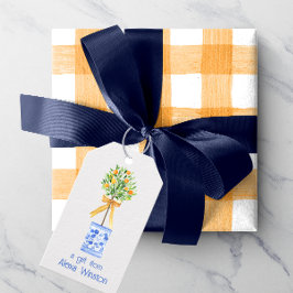 ウオーターカラーチノワセリーオレンジツリートピアリー ギフトタグ