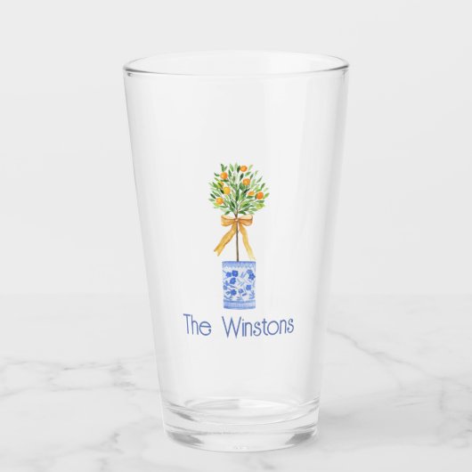 ウオーターカラーチノワセリーオレンジツリートピアリー タンブラーグラス (正面)