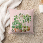 ウオーターカラートロピカルハウスプラントピンク クッション (ブランケット)