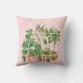 ウオーターカラートロピカルハウスプラントピンク クッション (裏面)