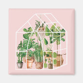 ウオーターカラートロピカルハウスプラントピンク マグネット (正面)