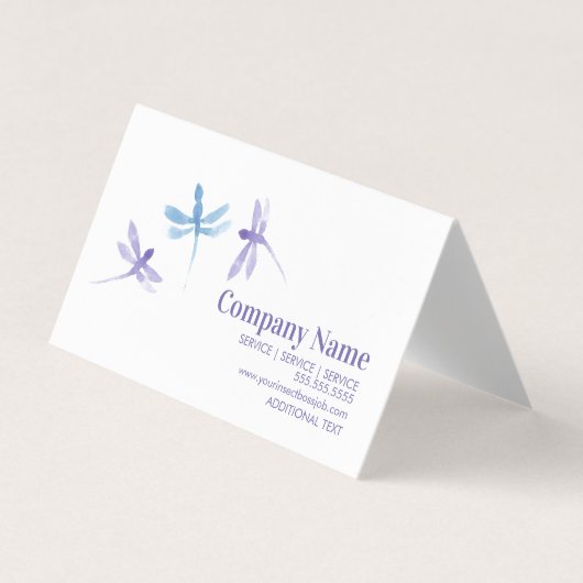 ウオーターカラートンボ色彩の鮮やかイハンド 名刺 (正面)