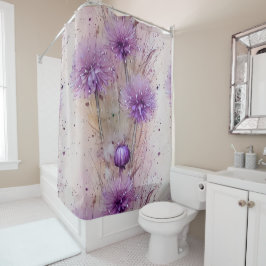 ウオーターカラードリーミーパステルアリウムフラワーズ シャワーカーテン