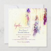 ウオーターカラードリームキャッチャー結婚の羽 招待状 (正面)