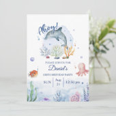 ウオーターカラードルフィン海洋生物誕生日 招待状 (スタンド正面)