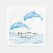 ウオーターカラードルフィン結婚ズ紙ナプキンス スタンダードカクテルナプキン (正面)