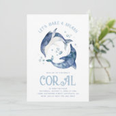 ウオーターカラードルフィン誕生日招待状 招待状 (スタンド正面)