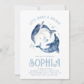 ウオーターカラードルフィン誕生日招待状 招待状 (正面)