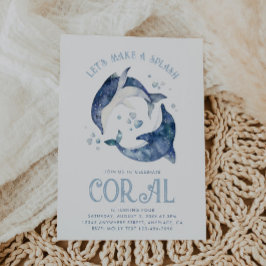 ウオーターカラードルフィン誕生日招待状 招待状