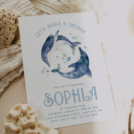 ウオーターカラードルフィン誕生日招待状 招待状